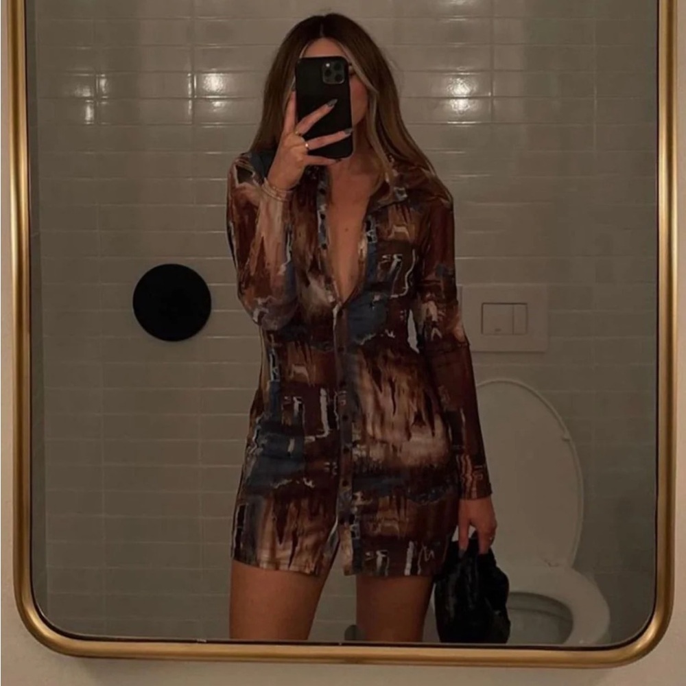 12th Tribe Brown Button Up Dress